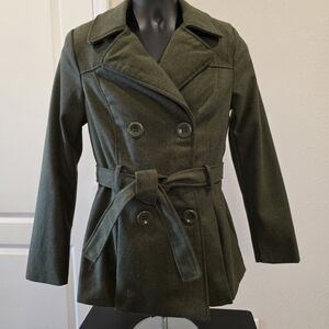 Olive Double-Breasted Women's Coat
